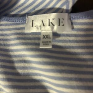 Lake Blue and White Striped Pajama Set XXL